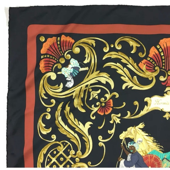 Hermes Cheval Turc Turkish Horse 90 Scarf with Bouet Scarf Ring & Knotting Cards - Picture 7 of 15